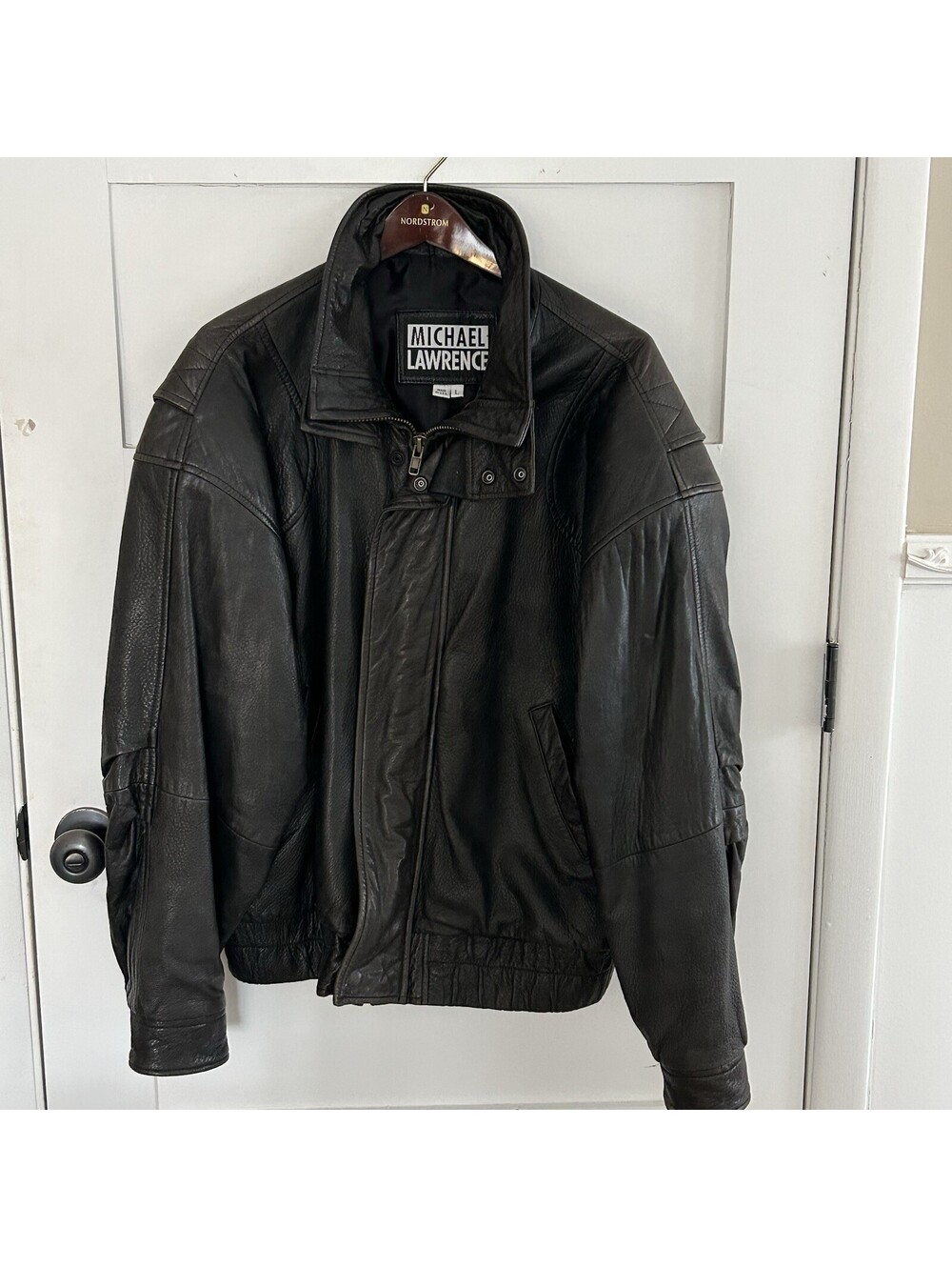 Men’s Michael Lawrence Leather Bomber Jacket Large